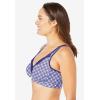 Women’s Plus Size Cotton Comfort Wireless Bra(Ultra Blue Eyelet Geo)