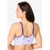 Women’s Plus Size Wireless Front-Close Cotton Comfort Bra(Plum Burst Stripe Floral)