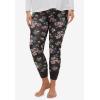 ellos Plus Size Rib Trim Sleep Leggings(Black Multi Floral)