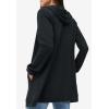 ellos Women’s Plus Size Long Zip Front Hoodie French Terry Long Oversized Lightweight Jacket(Black)