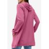 ellos Women’s Plus Size Long Zip Front Hoodie French Terry Long Oversized Lightweight Jacket(Cherry Glow)