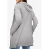 ellos Women’s Plus Size Long Zip Front Hoodie French Terry Long Oversized Lightweight Jacket(Heather Grey)