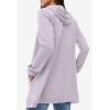 ellos Women’s Plus Size Long Zip Front Hoodie French Terry Long Oversized Lightweight Jacket(Lilac Smoke)