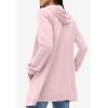 ellos Women’s Plus Size Long Zip Front Hoodie French Terry Long Oversized Lightweight Jacket(Misty Rose)