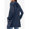 ellos Women’s Plus Size Long Zip Front Hoodie French Terry Long Oversized Lightweight Jacket(Navy)