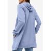 ellos Women’s Plus Size Long Zip Front Hoodie French Terry Long Oversized Lightweight Jacket(Periwinkle Mist)
