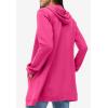 ellos Women’s Plus Size Long Zip Front Hoodie French Terry Long Oversized Lightweight Jacket(Raspberry Sorbet)