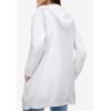 ellos Women’s Plus Size Long Zip Front Hoodie French Terry Long Oversized Lightweight Jacket(White)