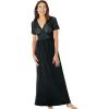 Amoureuse Plus Size Long Lace Top Stretch Knit Gown(Black)