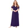 Amoureuse Plus Size Long Lace Top Stretch Knit Gown(Dark Grape)