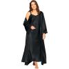 Amoureuse Plus Size The Luxe Satin Long Peignoir Set(Black)