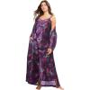 Amoureuse Plus Size The Luxe Satin Long Peignoir Set(Dark Grape Zebra)