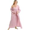 Amoureuse Plus Size The Luxe Satin Long Peignoir Set(Sunset Mauve Dot)