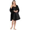 Amoureuse Plus Size The Luxe Satin Short Peignoir Set(Black)