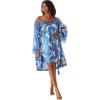 Amoureuse Plus Size The Luxe Satin Short Peignoir Set(Blue Dream Crane)