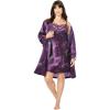 Amoureuse Plus Size The Luxe Satin Short Peignoir Set(Dark Grape Zebra)
