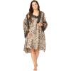 Amoureuse Plus Size The Luxe Satin Short Peignoir Set(Leopard)