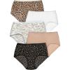 Comfort Choice Plus Size Cotton Brief 5-Pack(Animal Print Pack)