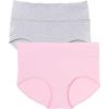 Comfort Choice Plus Size Cotton Spandex Comfort Waist Brief 2-Pack(Pink Pack)