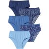 Comfort Choice Plus Size Hi-Cut Cotton Brief 5-Pack(Evening Blue Dot Pack)