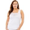 Comfort Choice Plus Size Silky Lace-Trimmed Camisole(White)