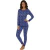 Comfort Choice Plus Size Thermal Crewneck Long-Sleeve Top(Evening Blue Stars)