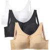 Comfort Choice Women’s Plus Size 3-Pack Cotton Wireless Bra(Basic Assorted)