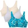 Comfort Choice Women’s Plus Size 3-Pack Cotton Wireless Bra(Dark Turq Assorted)