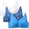 Comfort Choice Women’s Plus Size 3-Pack Cotton Wireless Bra(Evening Blue Pack)