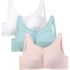 Comfort Choice Women’s Plus Size 3-Pack Cotton Wireless Bra(Pastel Assorted)