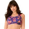 Comfort Choice Women’s Plus Size Cotton Back-Close Wireless Bra(Bright Purple Roses)