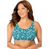Comfort Choice Women’s Plus Size Cotton Back-Close Wireless Bra(Deep Teal Fairisle Heart)