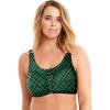 Comfort Choice Women’s Plus Size Cotton Back-Close Wireless Bra(Emerald Plaid)