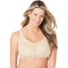 Comfort Choice Women’s Plus Size Cotton Back-Close Wireless Bra(Nude)
