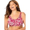 Comfort Choice Women’s Plus Size Cotton Back-Close Wireless Bra(Pomegranate Holiday Holly)