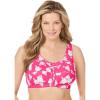 Comfort Choice Women’s Plus Size Cotton Back-Close Wireless Bra(Raspberry Sorbet Roses)