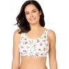 Comfort Choice Women’s Plus Size Cotton Back-Close Wireless Bra(Scattered Cherry)