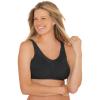 Comfort Choice Women’s Plus Size Cotton Front-Close Wireless Bra(Black)