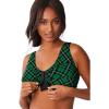 Comfort Choice Women’s Plus Size Cotton Front-Close Wireless Bra(Emerald Plaid)