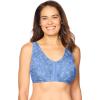 Comfort Choice Women’s Plus Size Cotton Front-Close Wireless Bra(French Blue Stars)