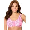 Comfort Choice Women’s Plus Size Cotton Front-Close Wireless Bra(Peony Petal Floral)