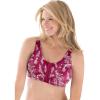 Comfort Choice Women’s Plus Size Cotton Front-Close Wireless Bra(Pomegranate Holiday Holly)