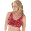 Comfort Choice Women’s Plus Size Cotton Front-Close Wireless Bra(Poppy Red Scattered Hearts)
