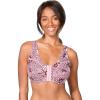 Comfort Choice Women’s Plus Size Cotton Front-Close Wireless Bra(Shell Pink Animal)