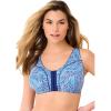 Comfort Choice Women’s Plus Size Cotton Front-Close Wireless Bra(Sky Blue Zebra)