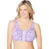 Comfort Choice Women’s Plus Size Cotton Front-Close Wireless Bra(Spring Plaid)