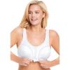 Comfort Choice Women’s Plus Size Cotton Front-Close Wireless Bra(White)
