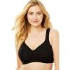 Comfort Choice Women’s Plus Size Cotton Wireless Lightly Padded T-Shirt Bra(Black)