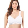 Comfort Choice Women’s Plus Size Cotton Wireless Lightly Padded T-Shirt Bra(White)