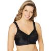 Comfort Choice Women’s Plus Size Easy Enhancer Front Close Wireless Posture Bra(Black)